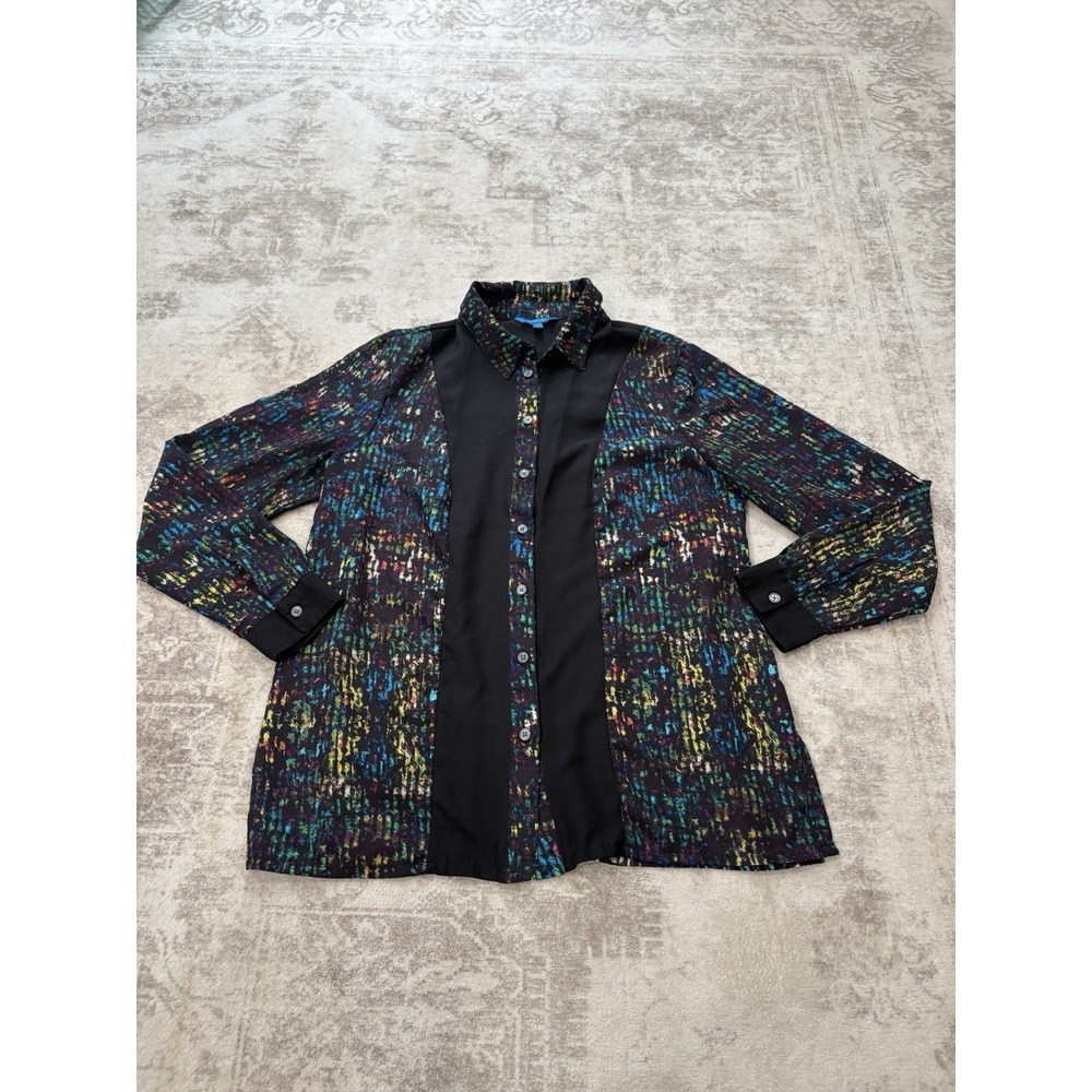 Derek Lam For DesigNation  Nightshade Abstract Button Blouse  Office Career Wear